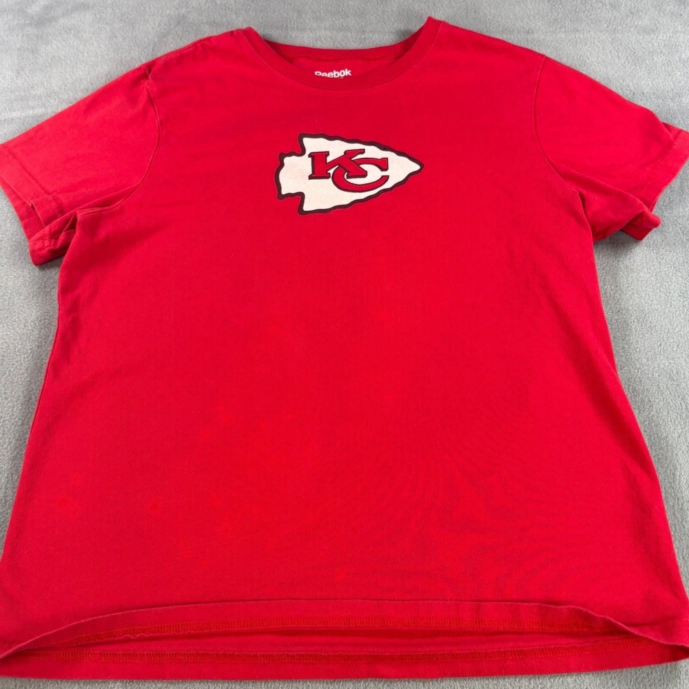 Reebok Kansas City Chiefs Womens Red Arrowhead Logo T-Shirt Size M Cotton